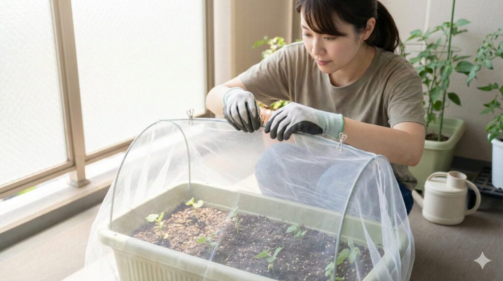種まきから発芽まで｜鳥害を防ぎ初期生育を成功させる防虫ネットの活用