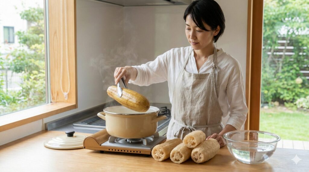 タワシ用ヘチマの作り方 臭わない煮る方法と完熟のサイン