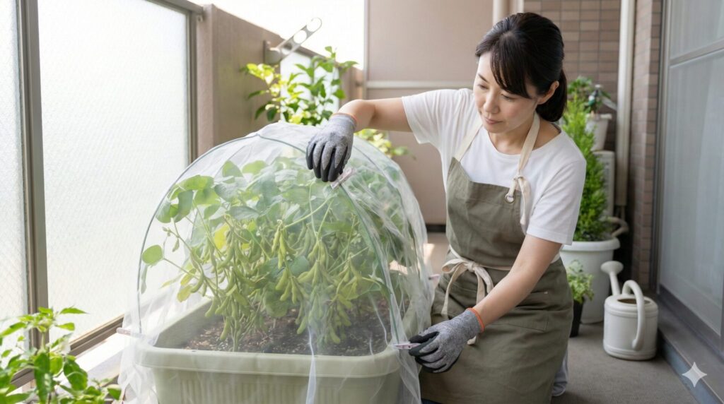 天敵カメムシから豆を守る！無農薬でも可能なネット活用のテクニック