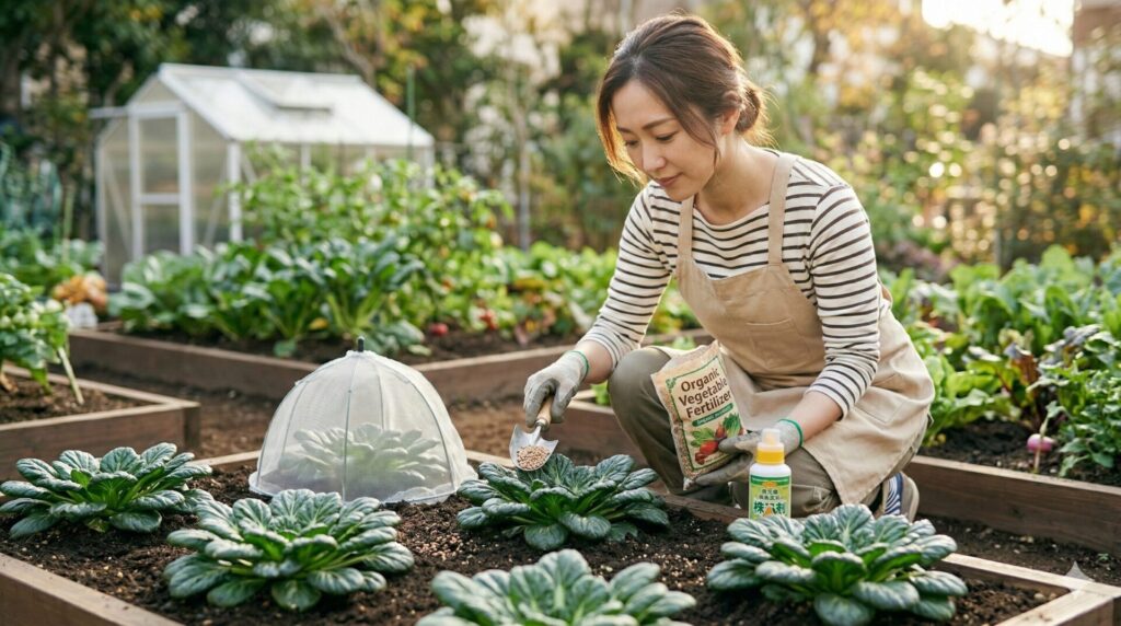 害虫対策と追肥の考え方 ロゼット形成を妨げない管理方法