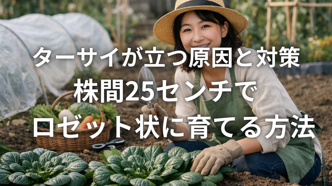 ターサイが立つ原因と対策 株間25センチでロゼット状に育てる方法