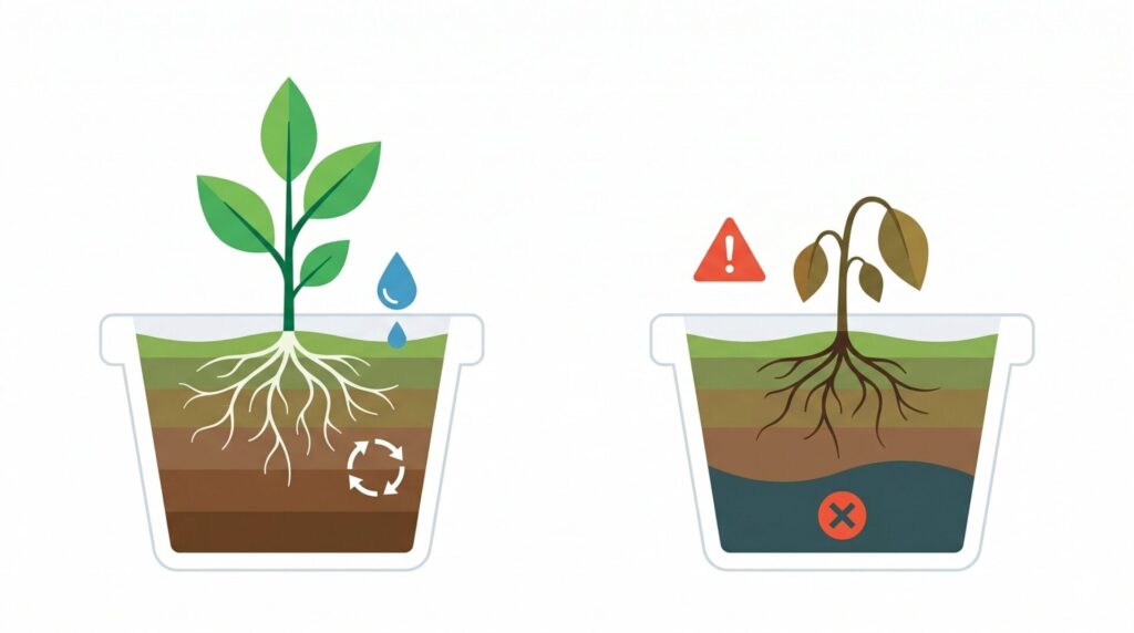 排水性と通気性が根の状態に影響する理由