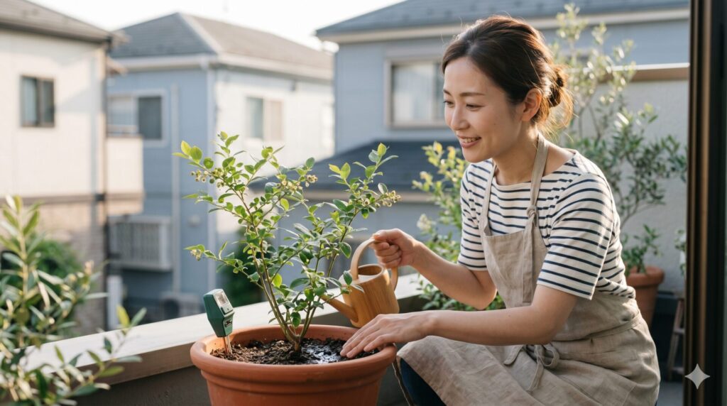 鉢植えブルーベリーの水やり｜水切れと過湿を防ぐ見極め方