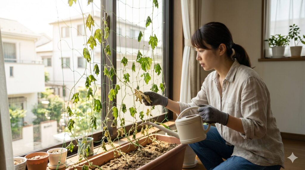 真夏にゴーヤがしおれる理由と水やりで失敗しやすいポイント
