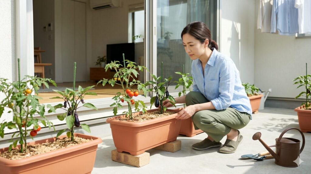 鉢底の高温と照り返しをやわらげる置き場所の工夫