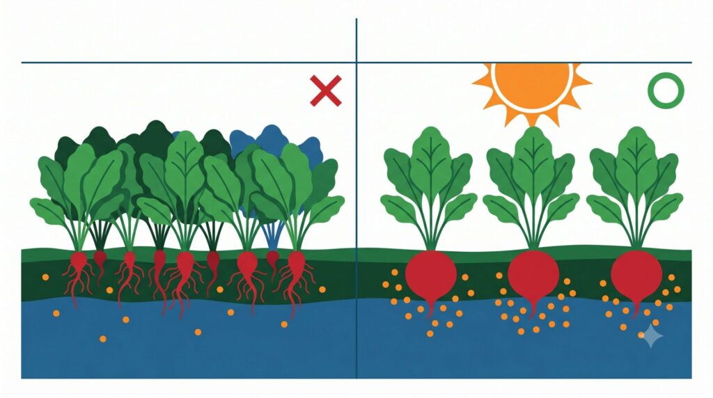 密植による養分の奪い合いが生育不良につながる理由