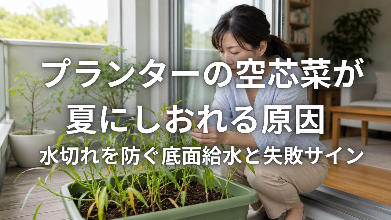 プランターの空芯菜が夏にしおれる原因 水切れを防ぐ底面給水と失敗サイン