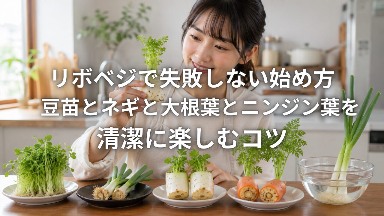 リボベジで失敗しない始め方 豆苗とネギと大根葉とニンジン葉を清潔に楽しむコツ