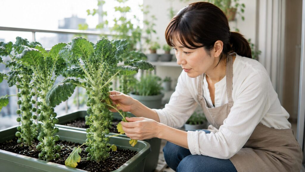 芽球の生育に合わせた葉かきの時期と残す葉の判断