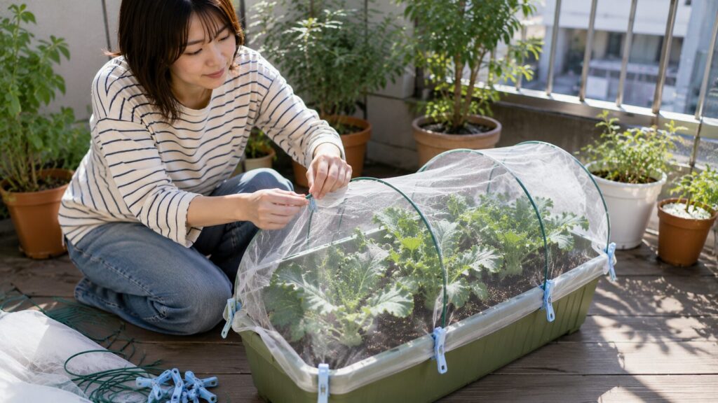 市販資材で作るプランター用防虫トンネルDIY
