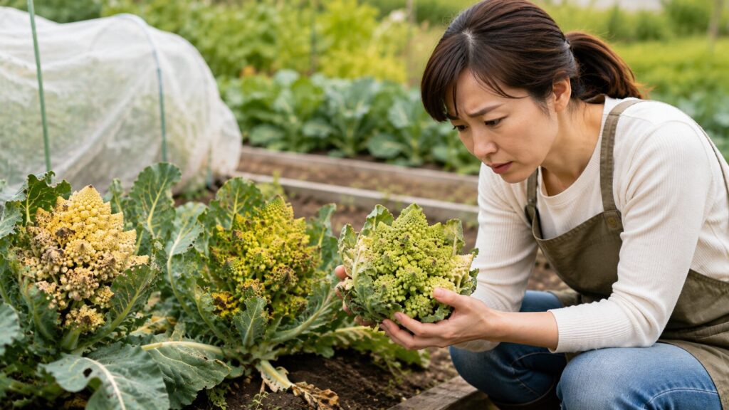 ロマネスコの形が崩れる 変色する 花蕾がばらける原因
