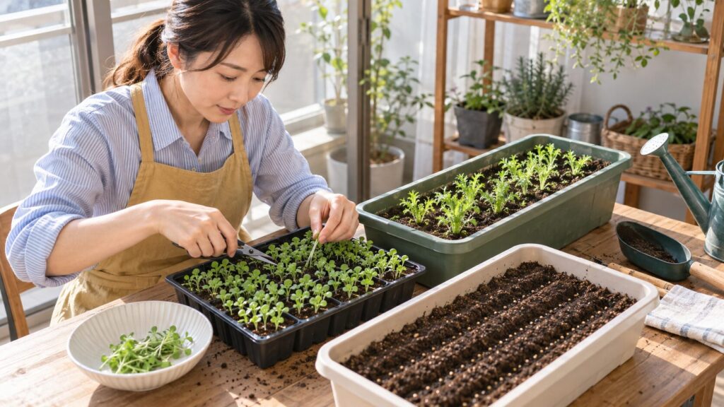わさび菜の種まき方法と発芽後の間引きで失敗しないコツ