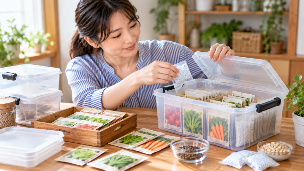 密閉容器と乾燥剤で作る種子保存箱DIYの材料と組み立て方法
