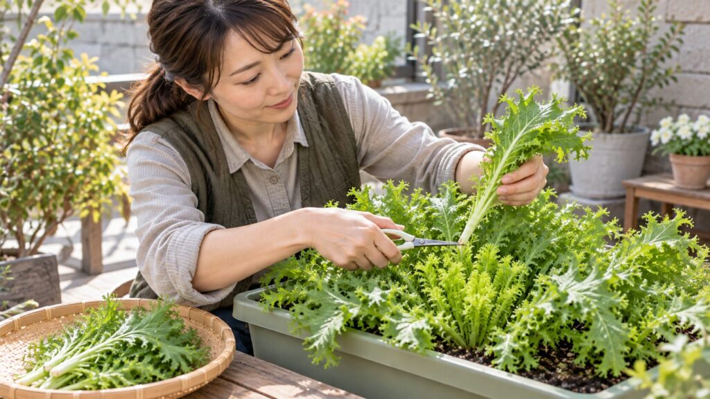 わさび菜の外葉を長く収穫するタイミングと株を弱らせない摘み取り方